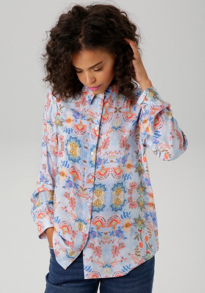 Aniston CASUAL Hemdbluse mit fantasievollen Blumendruck - jedes Teil ein Unikat von Aniston CASUAL