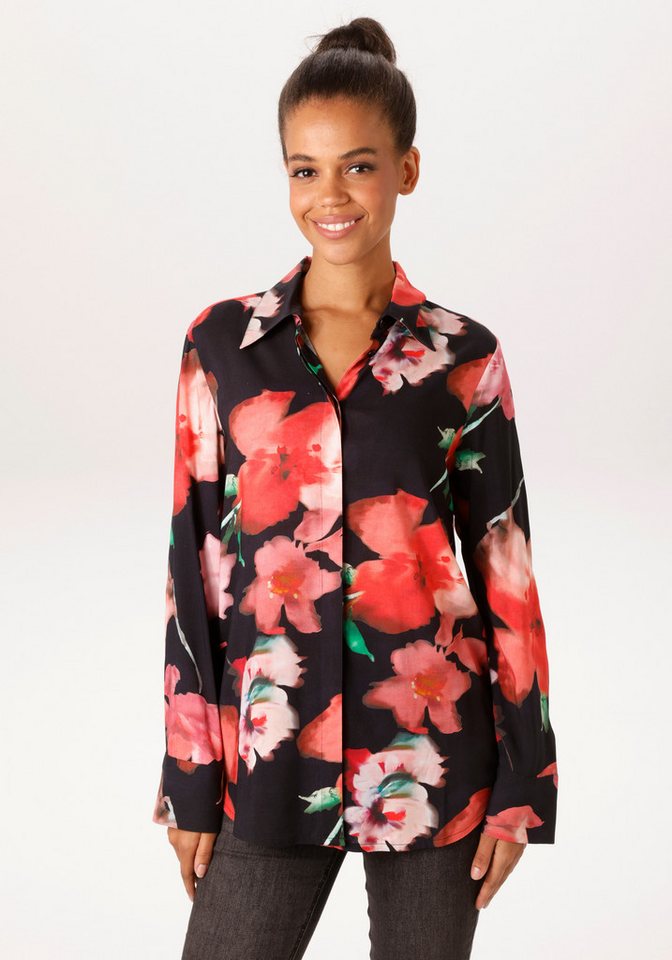 Aniston CASUAL Hemdbluse mit farbenfrohen Batik-Blüten bedruckt - NEUE KOLLEKTION von Aniston CASUAL
