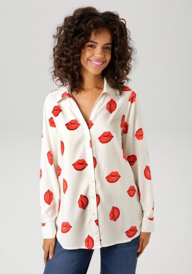 Aniston CASUAL Hemdbluse mit verführerischen Kussmündern bedruckt von Aniston CASUAL