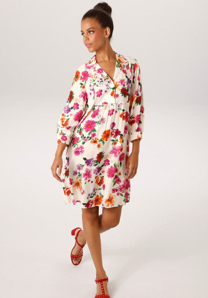 Aniston CASUAL Hemdblusenkleid mit romantischen Blumendruck - jedes Teil ein Unikat - NEUE KOLLEKTION von Aniston CASUAL
