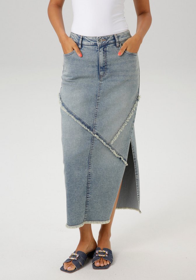 Aniston CASUAL Jeansrock mit raffiniertem Seitenschlitz von Aniston CASUAL