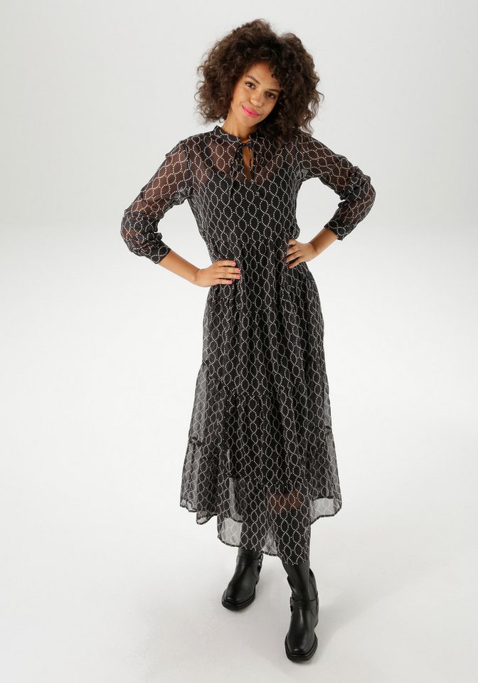 Aniston CASUAL Maxikleid (mit Jersey-Unterkleid) mit interessantem Kettendruck aus Punkten von Aniston CASUAL