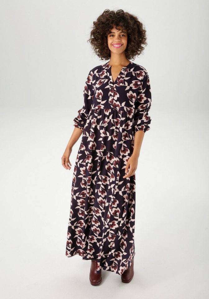Aniston CASUAL Maxikleid mit grafischen Blumen bedruckt- jedes Teil ein Unikat- NEUE KOLLEKTION von Aniston CASUAL