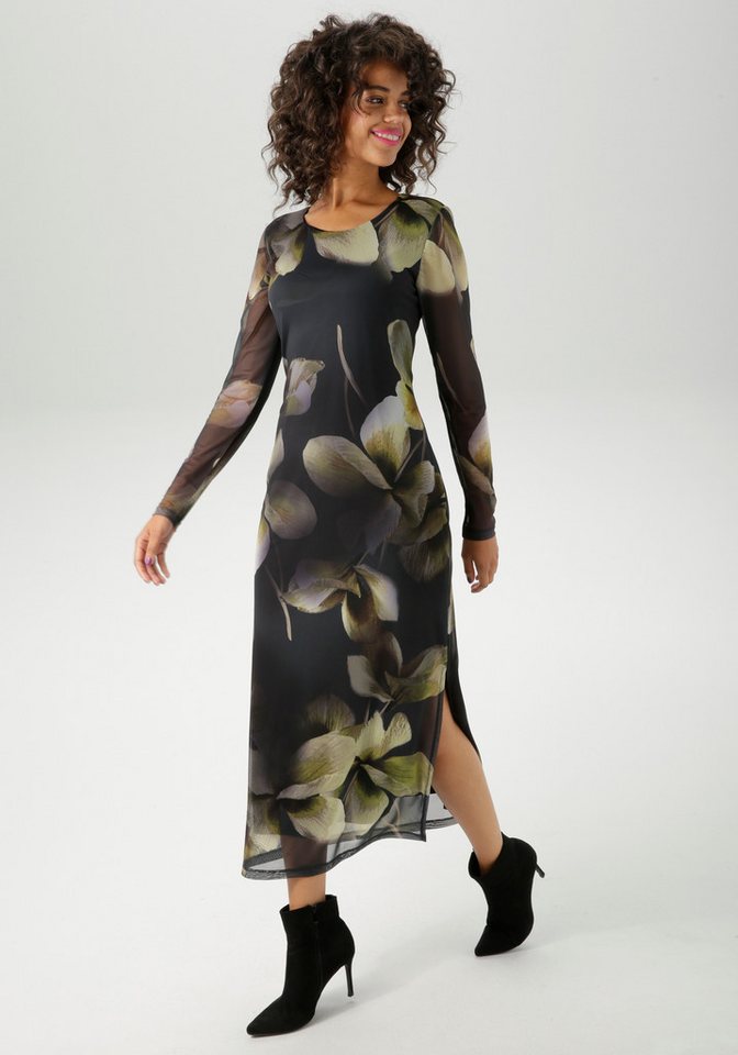 Aniston CASUAL Maxikleid mit großflächigen Batik-Blüten bedruckt - NEUE KOLLEKTION von Aniston CASUAL