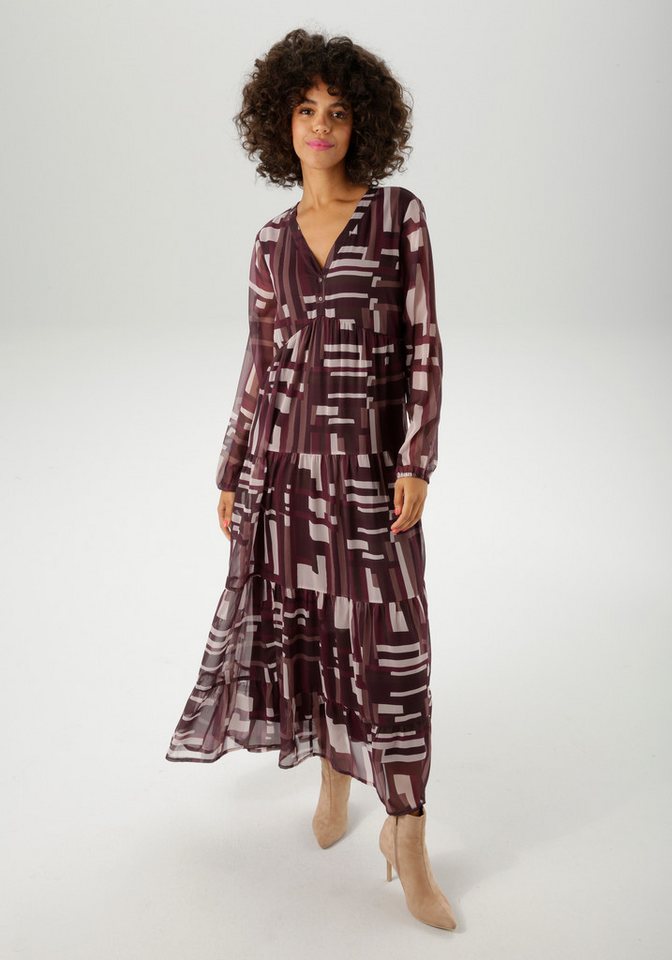 Aniston CASUAL Maxikleid mit trendfarbigem, grafischen Muster - NEUE KOLLEKTION von Aniston CASUAL