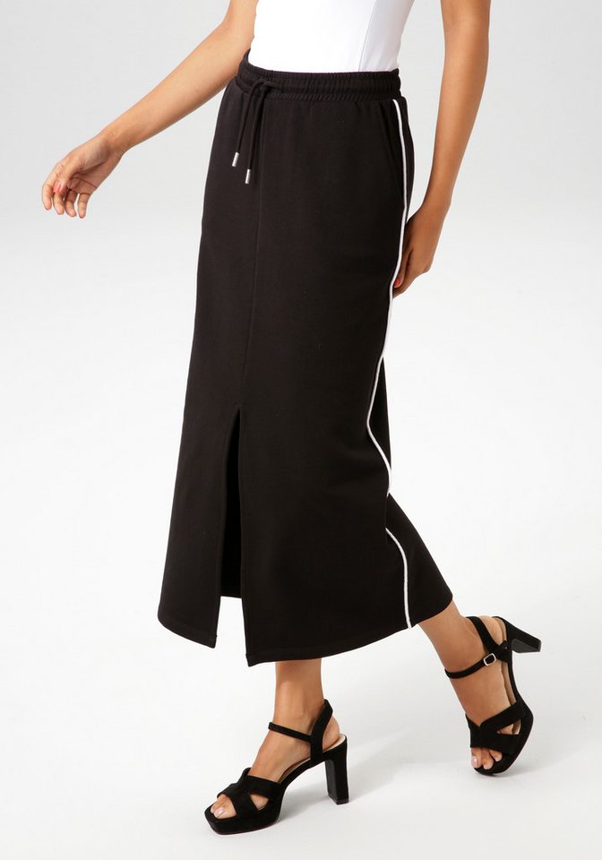 Aniston CASUAL Maxirock mit kontrastfarbigen Piping an den Seitennähten von Aniston CASUAL