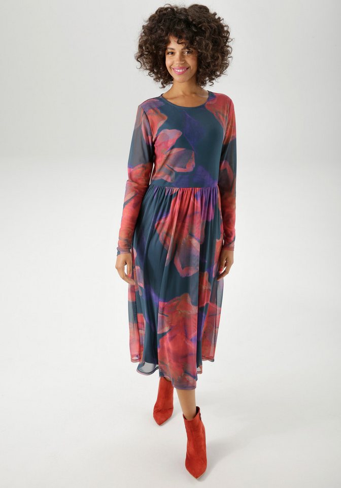 Aniston CASUAL Midikleid mit großflächigen Batik-Blüten bedruckt von Aniston CASUAL