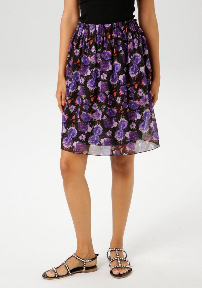 Aniston CASUAL Minirock mit romantischen Blüten und Blättern bedruckt von Aniston CASUAL