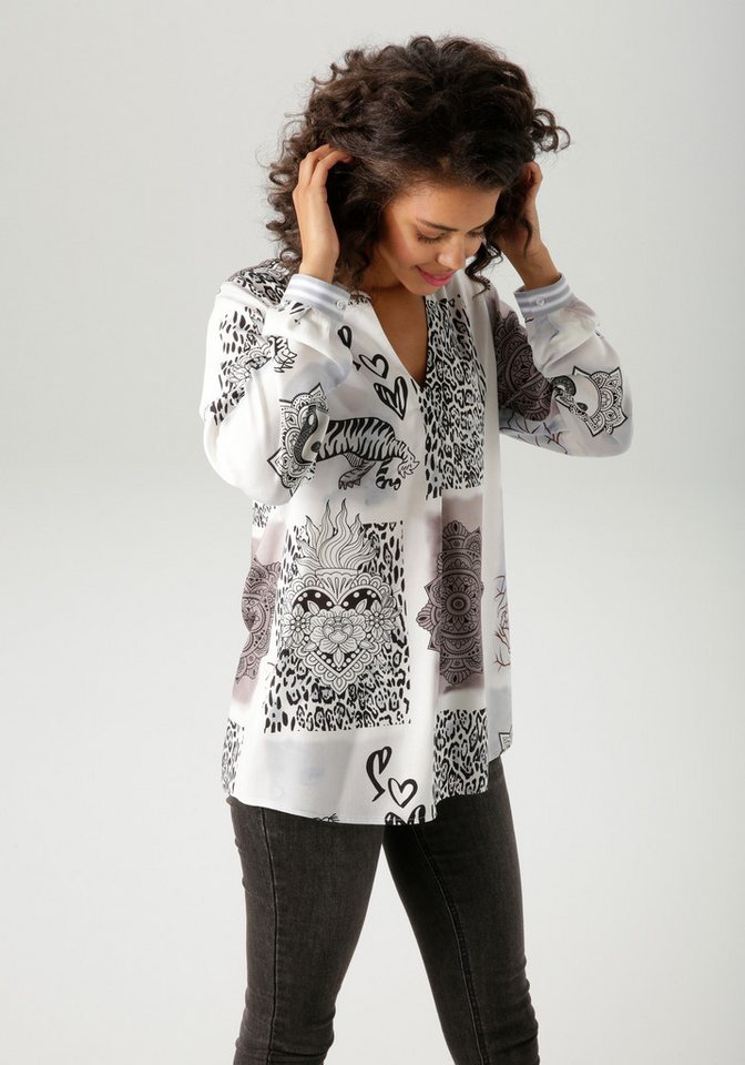 Aniston CASUAL Schlupfbluse im extravaganten Patch-Druck-Dessin von Aniston CASUAL