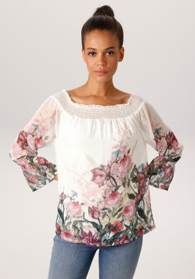 Aniston CASUAL Schlupfbluse mit bunten Blumen kunstvoll bedruckt - NEUE KOLLEKTION von Aniston CASUAL