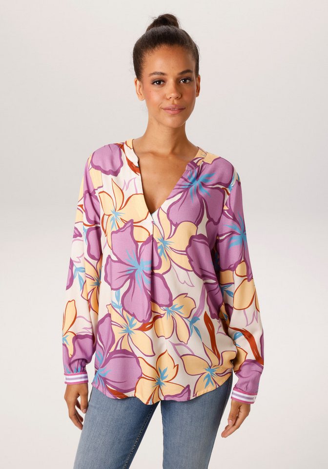 Aniston CASUAL Schlupfbluse mit farbenfrohen, großflächigen Blüten bedruckt - NEUE KOLLEKTION von Aniston CASUAL