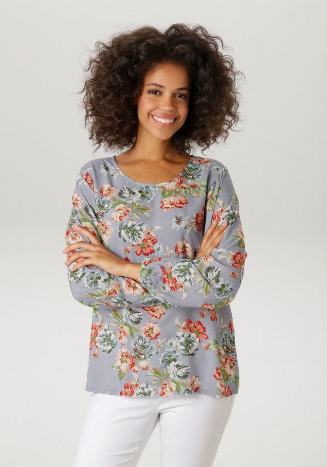 Aniston CASUAL Schlupfbluse mit farbenfrohen Blumendruck - jedes Teil ein Unikat - NEUE KOLLEKTION von Aniston CASUAL