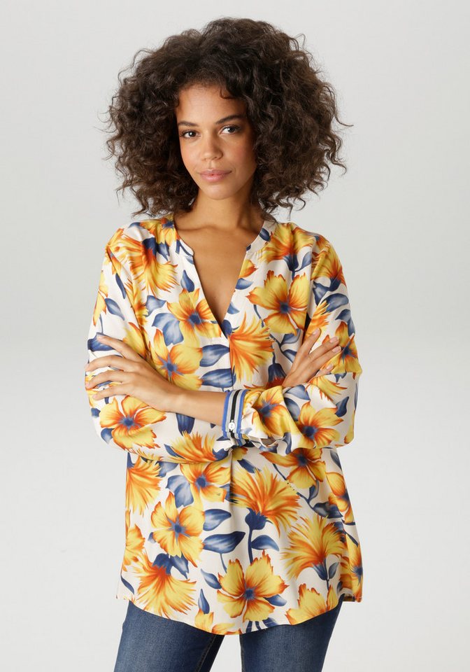 Aniston CASUAL Schlupfbluse mit farbharmonischen, großflächigen Blüten bedruckt - NEUE KOLLEKTION von Aniston CASUAL