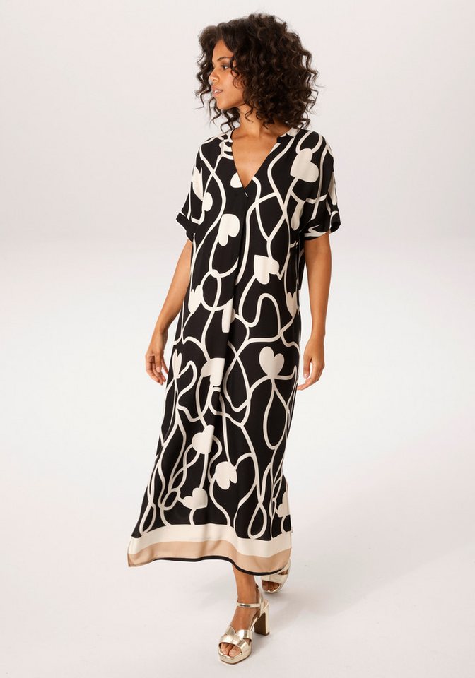 Aniston CASUAL Sommerkleid mit Herzen im grafischen Druck und Bordüre am Saum - NEUE KOLLEKTION von Aniston CASUAL