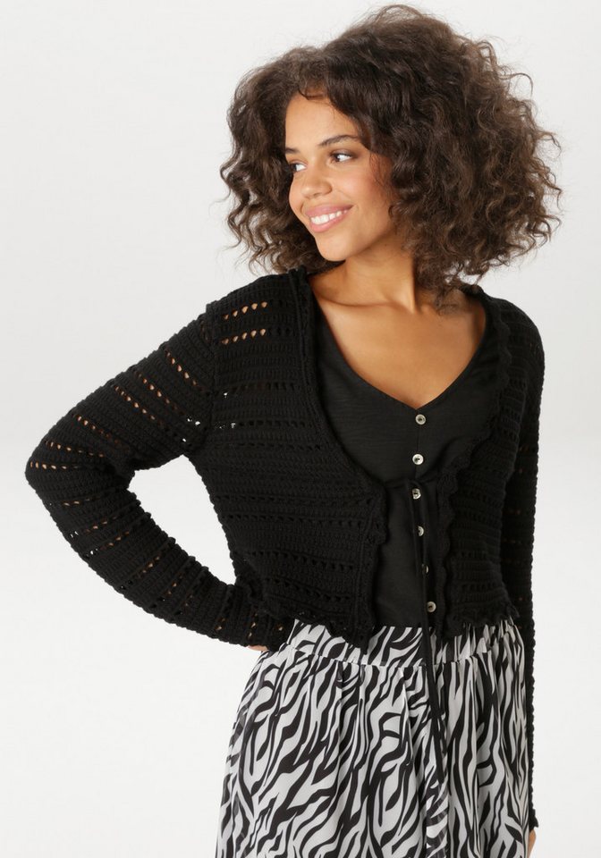 Aniston CASUAL Strickjacke im trendigen Ajour-Muster-Mix - NEUE KOLLEKTION von Aniston CASUAL