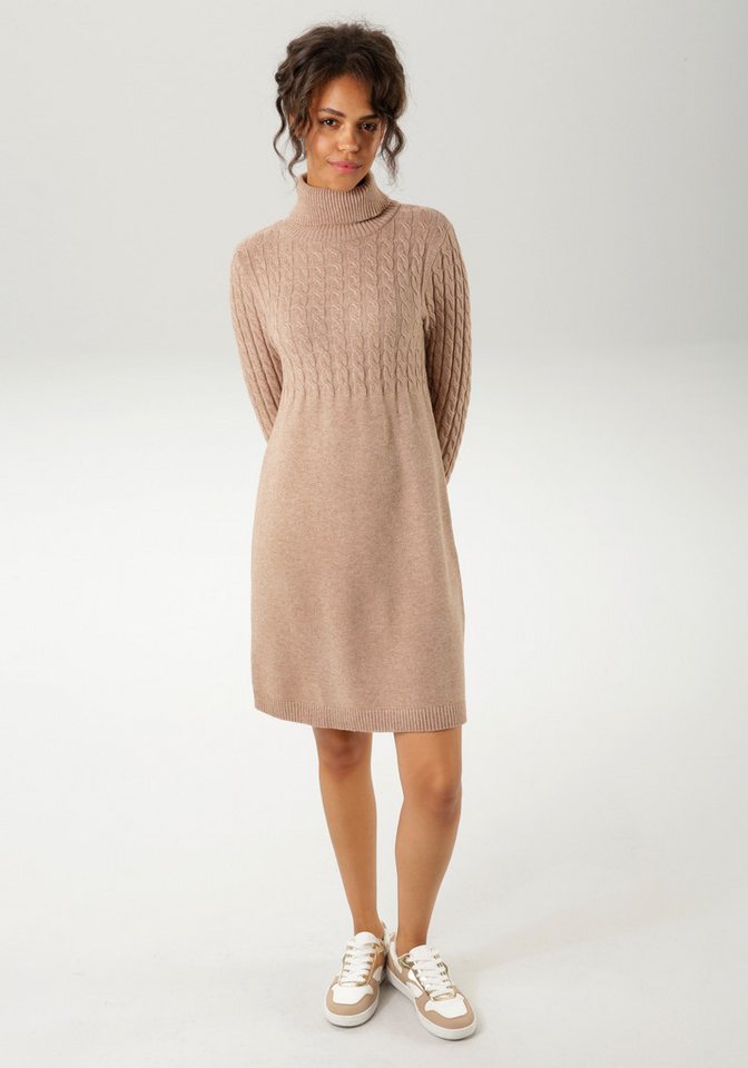 Aniston CASUAL Strickkleid mit Zopfmuster im Oberteil und den langen Ärmeln von Aniston CASUAL
