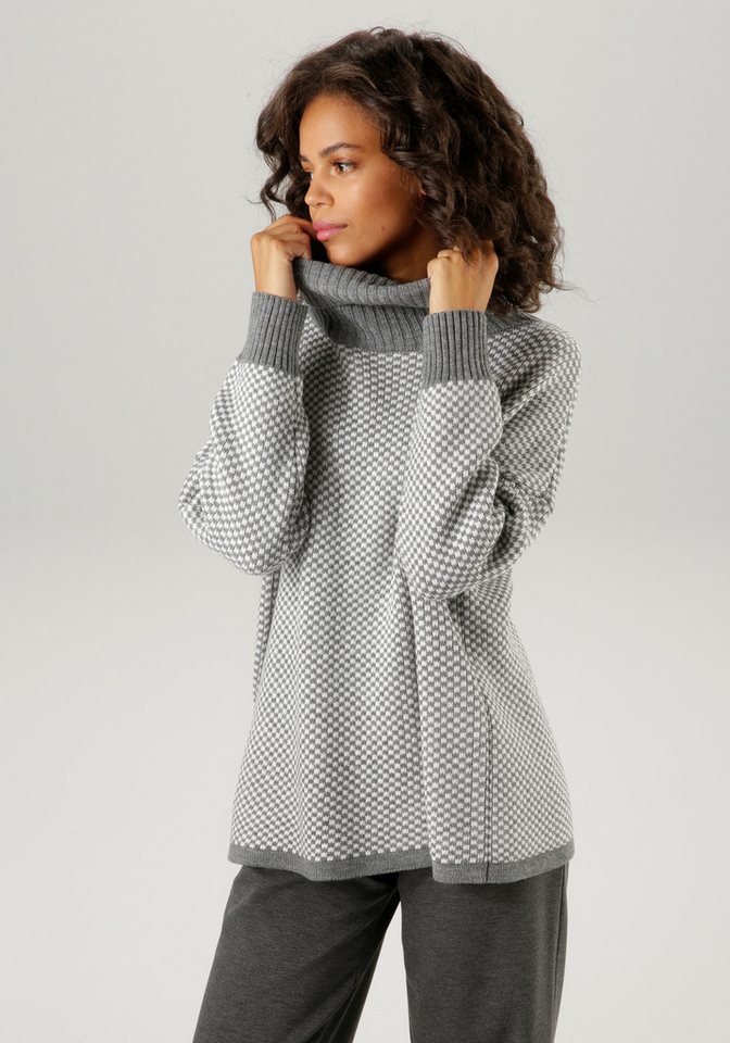 Aniston CASUAL Strickpullover im Karo-Dessin mit Streifen-Optik von Aniston CASUAL