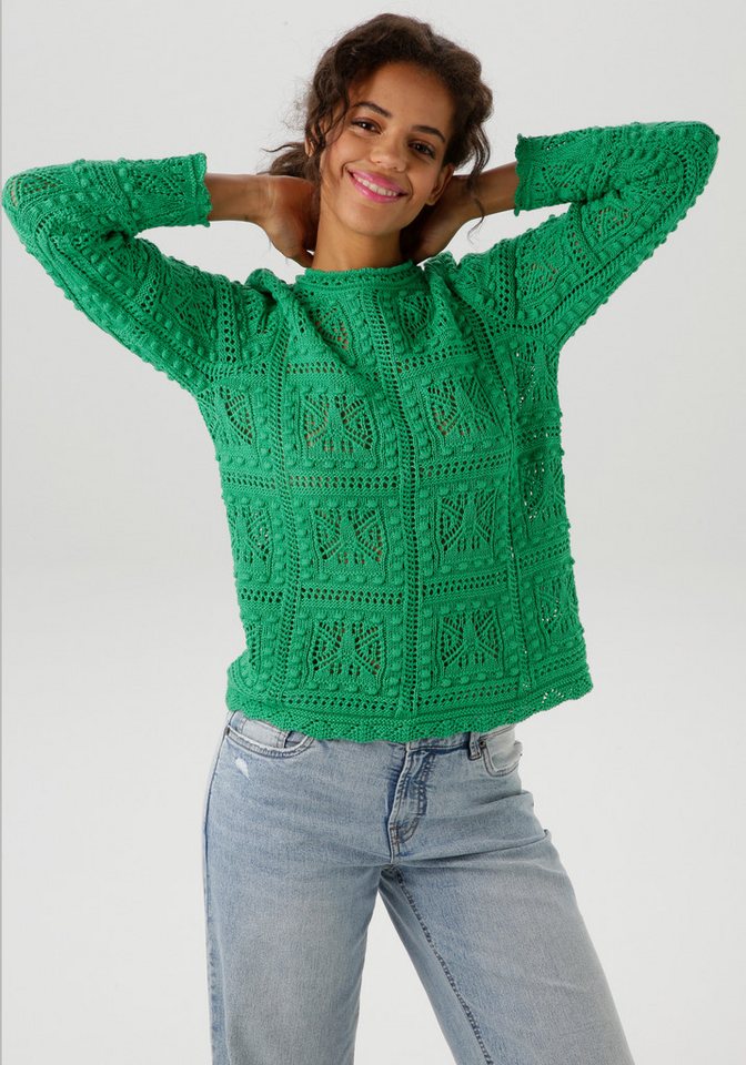 Aniston CASUAL Strickpullover im attraktiven Ajour-Muster-Mix von Aniston CASUAL