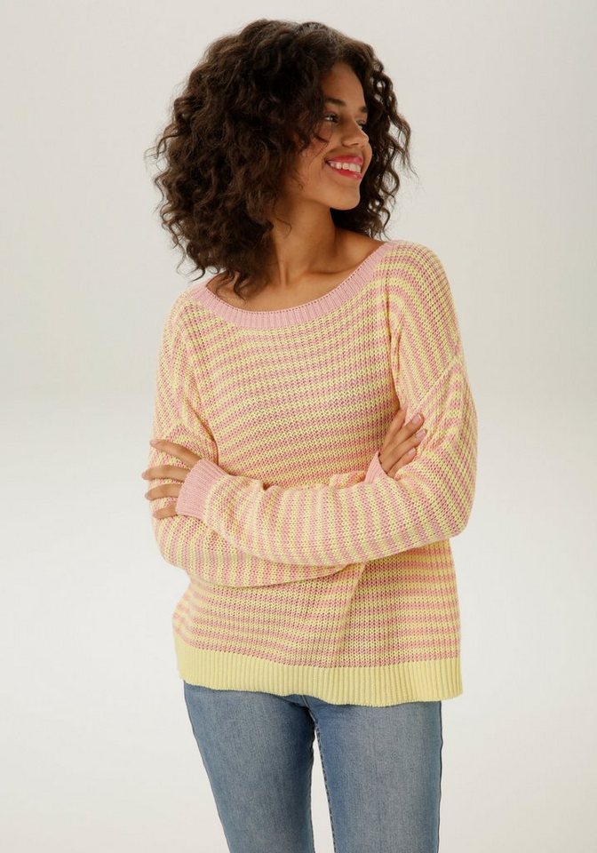 Aniston CASUAL Strickpullover im pastellfarbenem Streifen-Dessin - NEUE KOLLEKTION von Aniston CASUAL