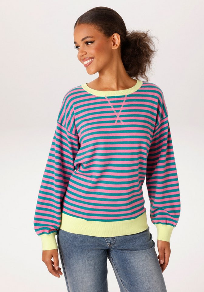 Aniston CASUAL Strickpullover im trendfarbenen Streifen-Dessin - NEUE KOLLEKTION von Aniston CASUAL