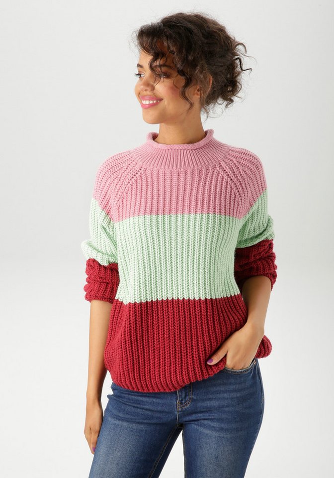 Aniston CASUAL Strickpullover im trendfarbigen Color-Blocking - NEUE KOLLEKTION von Aniston CASUAL