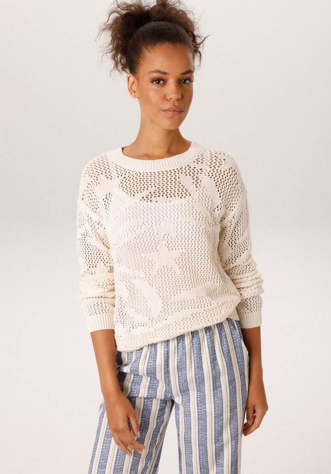 Aniston CASUAL Strickpullover im trendigen Ajour-Muster mit eingestrickten Motiven - NEUE KOLLEKTION von Aniston CASUAL