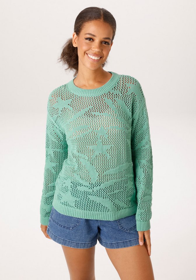 Aniston CASUAL Strickpullover im trendigen Ajour-Muster mit eingestrickten Motiven - NEUE KOLLEKTION von Aniston CASUAL