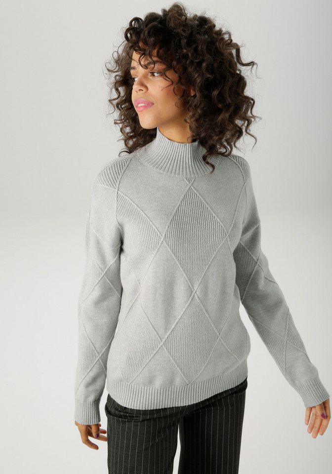 Aniston CASUAL Strickpullover im trendigen Rauten-Muster - NEUE KOLLEKTION von Aniston CASUAL