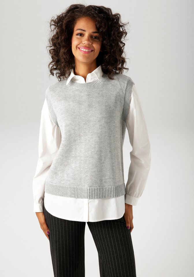 Aniston CASUAL Strickpullover mit Bluseneinsatz - NEUE KOLLEKTION von Aniston CASUAL