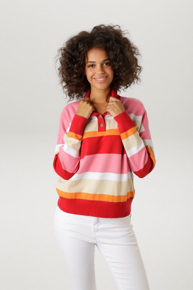 Aniston CASUAL Strickpullover mit Polokragen und kurzer Knopfleiste - NEUE KOLLEKTION von Aniston CASUAL