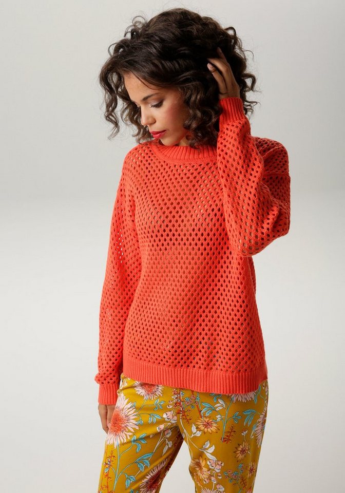 Aniston CASUAL Strickpullover mit coolen Lochmuster von Aniston CASUAL