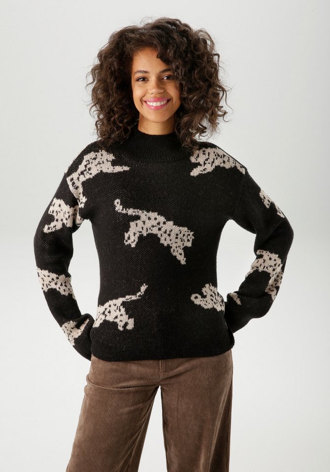 Aniston CASUAL Strickpullover mit eingestrickten Leoparden - NEUE KOLLEKTION von Aniston CASUAL