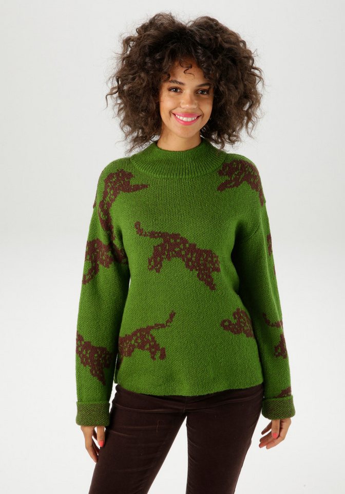 Aniston CASUAL Strickpullover mit eingestrickten Leoparden von Aniston CASUAL