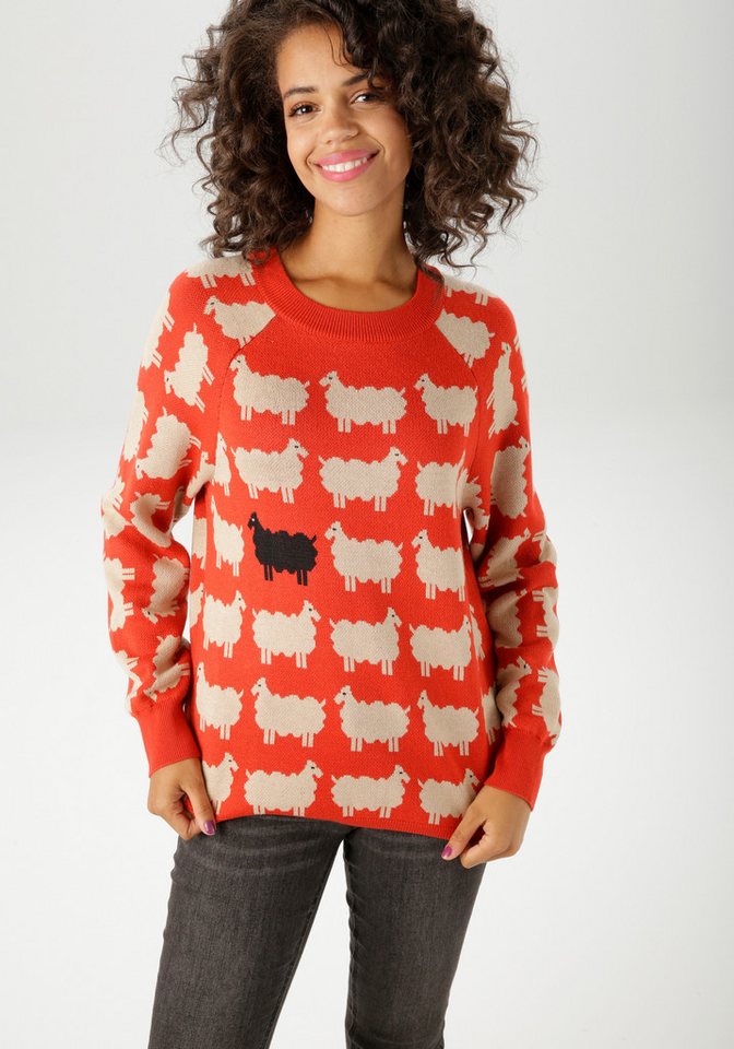 Aniston CASUAL Strickpullover mit eingestrickten Schafen - NEUE KOLLEKTION von Aniston CASUAL