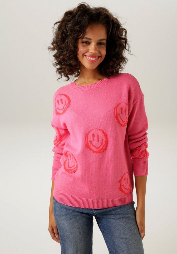 Aniston CASUAL Strickpullover mit eingestrickten Smileys - NEUE KOLLEKTION von Aniston CASUAL