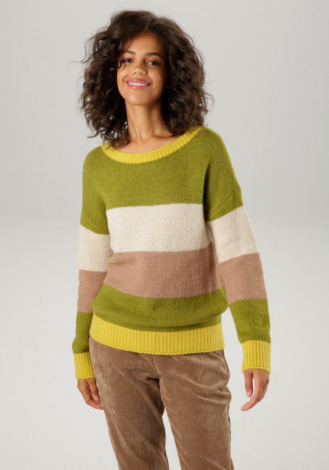 Aniston CASUAL Strickpullover mit trendfarbenen, breiten Ringeln von Aniston CASUAL