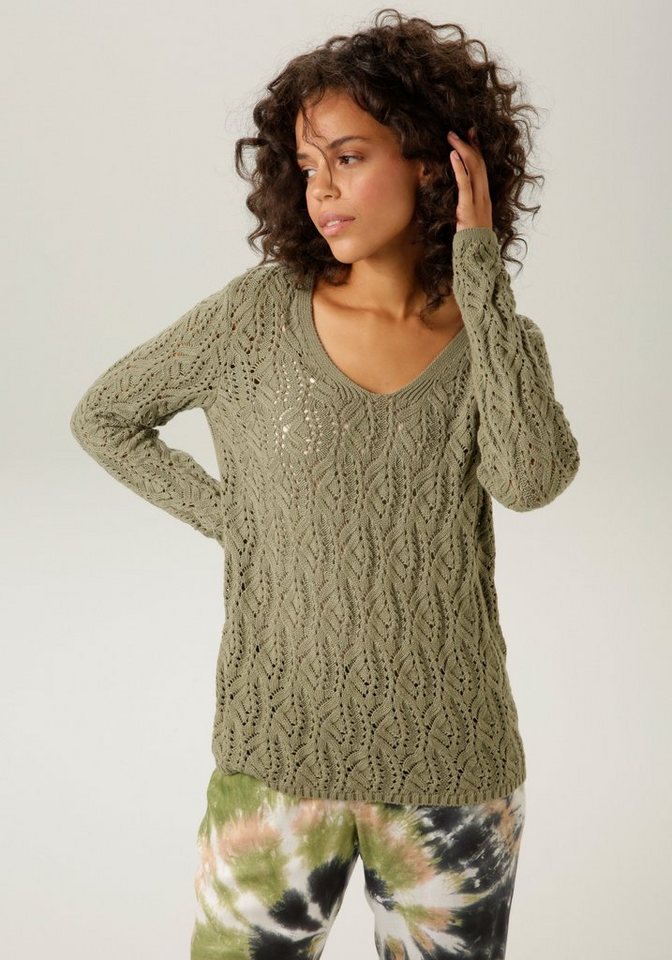 Aniston CASUAL Strickpullover mit trendigem Ajour-Muster von Aniston CASUAL