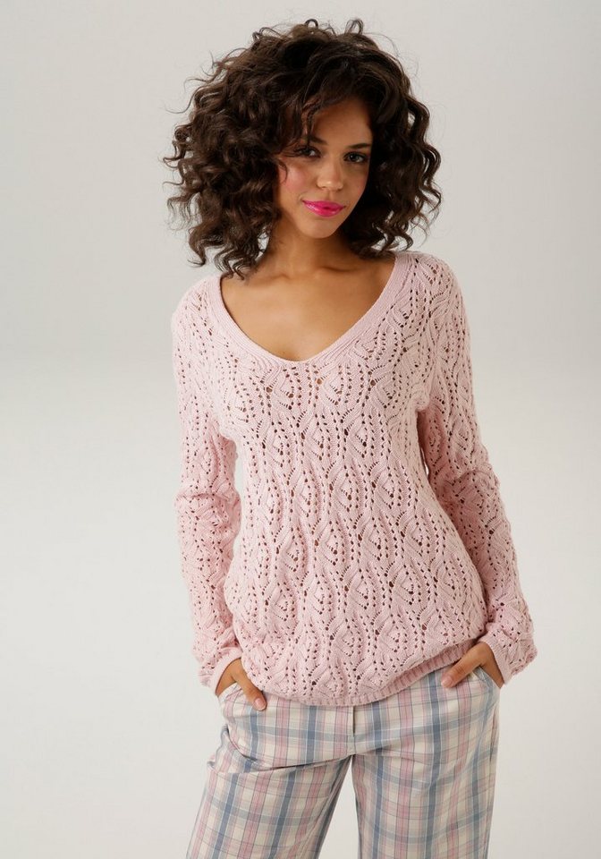 Aniston CASUAL Strickpullover mit trendigem Ajour-Muster von Aniston CASUAL