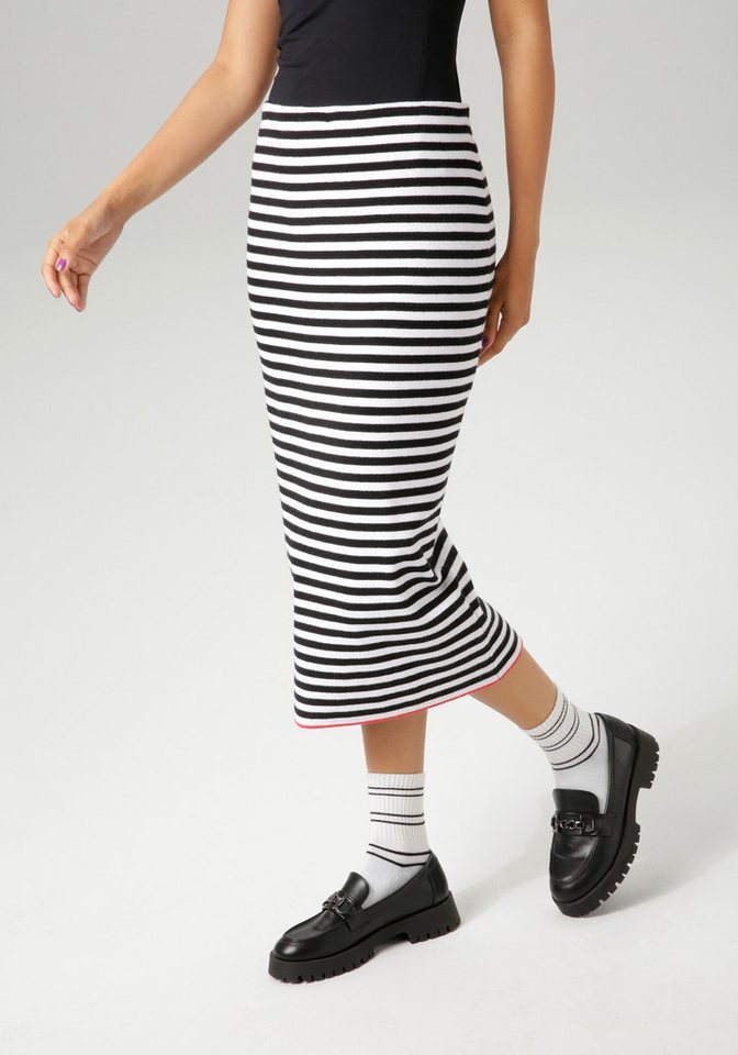 Aniston CASUAL Strickrock mit rotem Farbakzent am Saum - NEUE KOLLEKTION von Aniston CASUAL