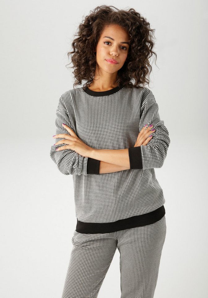 Aniston CASUAL Sweatshirt mit trendigem Hahnentritt-Muster - NEUE KOLLEKTION von Aniston CASUAL