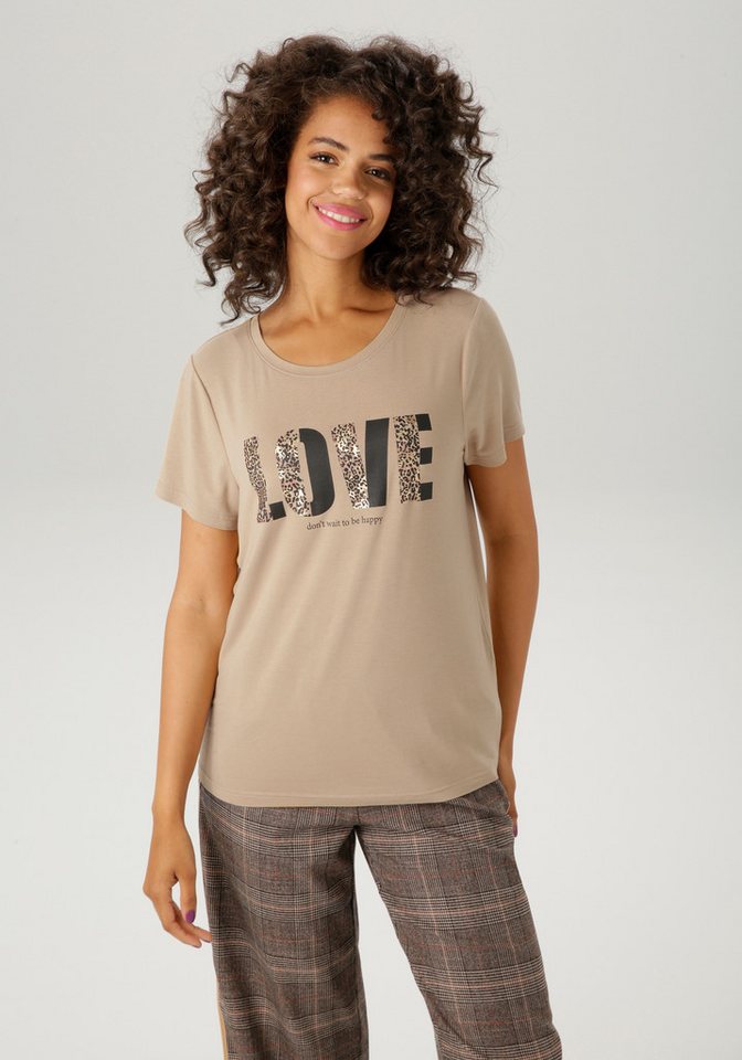 Aniston CASUAL T-Shirt mit Folienprint verzierter "LOVE"-Schriftzug - NEUE KOLLEKTION von Aniston CASUAL