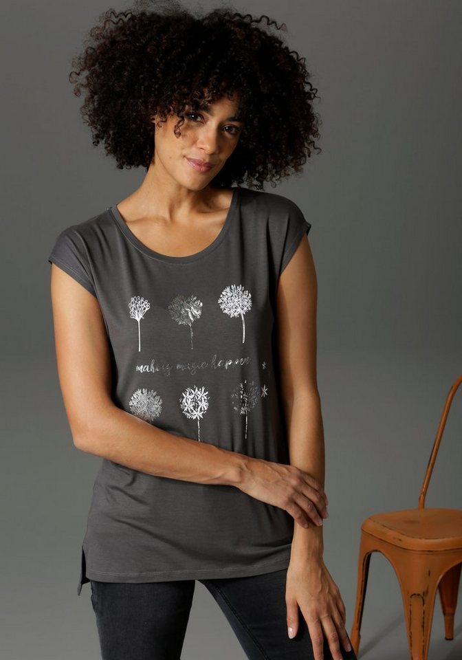 Aniston CASUAL T-Shirt mit Frontdruck, teilweise glitzernder Folienprint von Aniston CASUAL