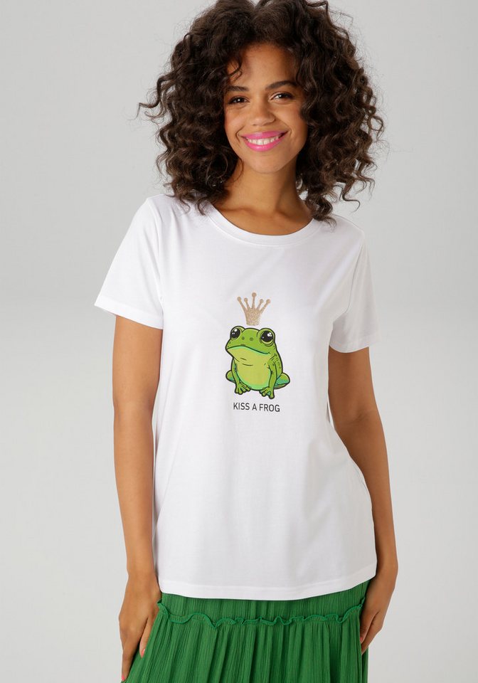 Aniston CASUAL T-Shirt mit Frosch und glitzernder Krone bedruckt von Aniston CASUAL