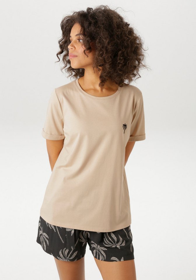 Aniston CASUAL T-Shirt mit aufgestickter Palme - NEUE KOLLEKTION von Aniston CASUAL