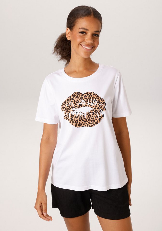 Aniston CASUAL T-Shirt mit extravaganten Lippen im Animal-Print - NEUE KOLLEKTION von Aniston CASUAL
