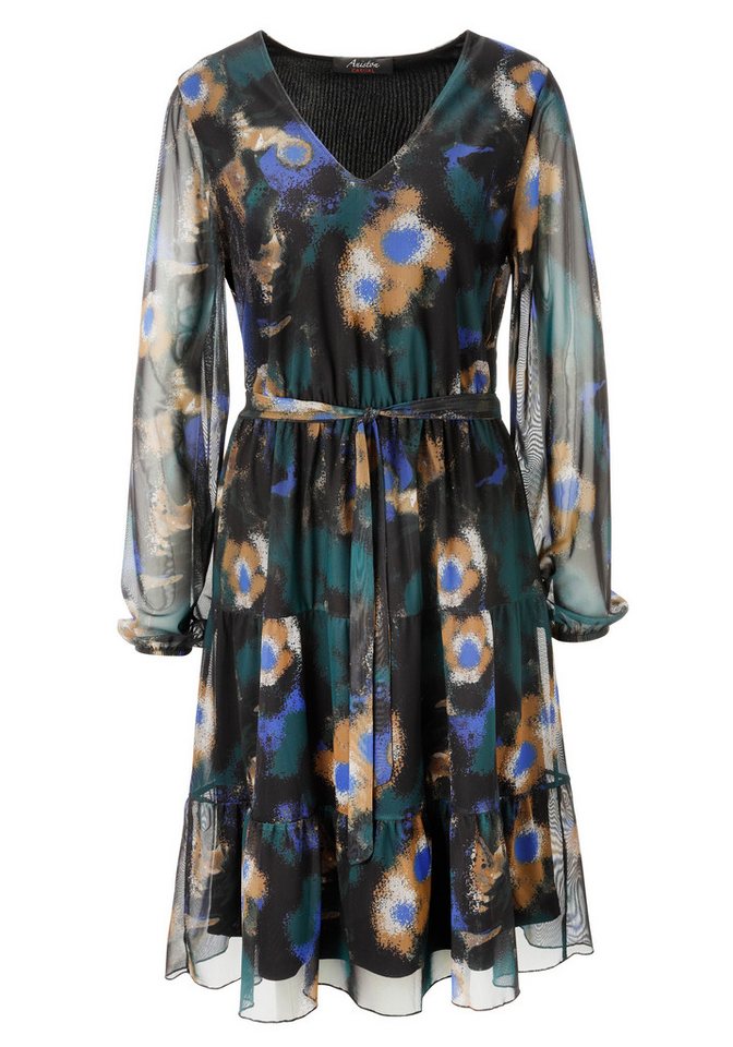 Aniston CASUAL Tunikakleid (mit abnehmbarem Bindeband) mit grafischen Batik-Blüten bedruckt - NEUE KOLLEKTION von Aniston CASUAL