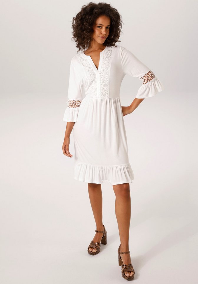 Aniston CASUAL Tunikakleid mit Häkelspitze vertiertes Vorderteil und Ärmel - NEUE KOLLEKTION von Aniston CASUAL