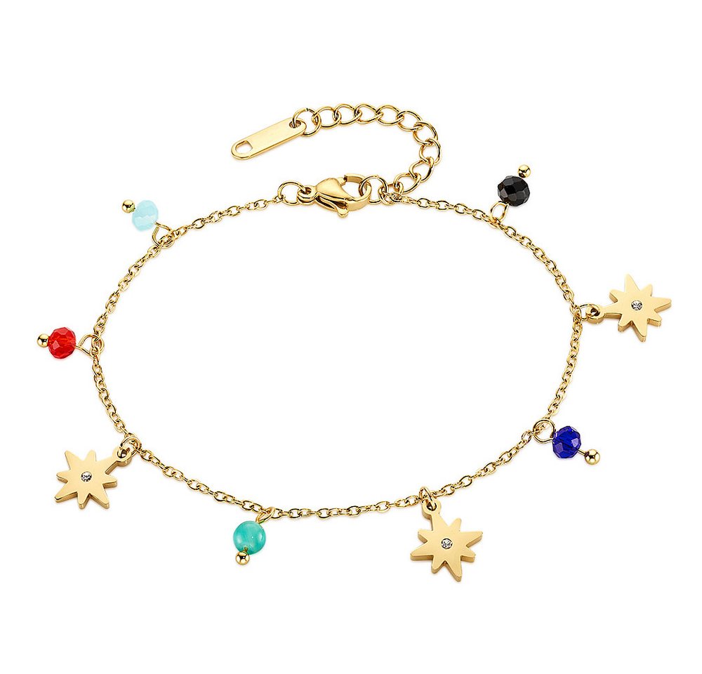 Aniston JEWELRY & WATCHES Armband Edelstahlarmband gelbgoldfarben vergoldet mit bunten Steinen, mit Zirkonia (synth) von Aniston JEWELRY & WATCHES