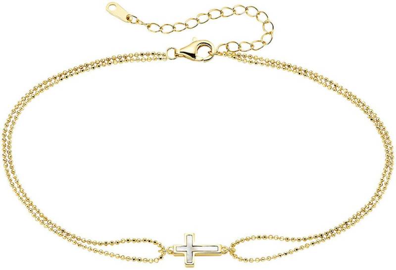 Aniston JEWELRY & WATCHES Fußkette Schmuck Geschenk Silber 925 Fusskettchen mit Kreuz, mit Perlmutt (synth) von Aniston JEWELRY & WATCHES