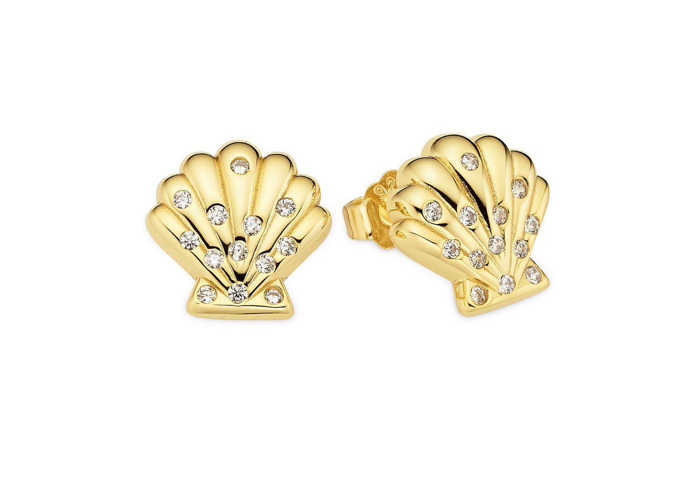 Aniston JEWELRY & WATCHES Paar Ohrstecker Silberohrstecker Muschel-Optik gelbgoldfarben vergoldet, mit Zirkonia (synth) von Aniston JEWELRY & WATCHES